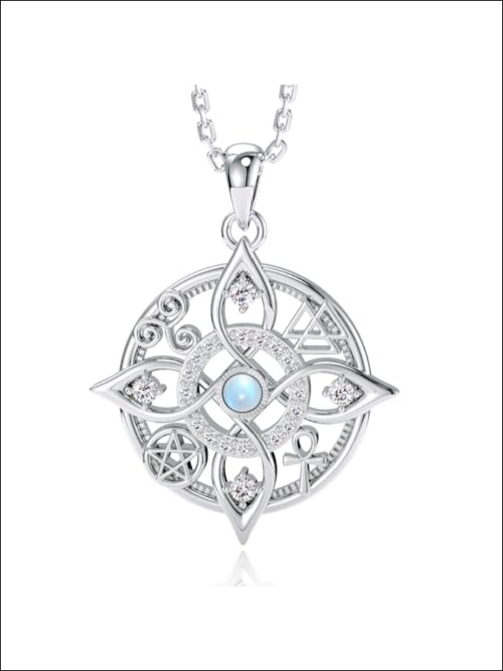 Sterling Silver Witch Knot Moonstone Pendant Necklace